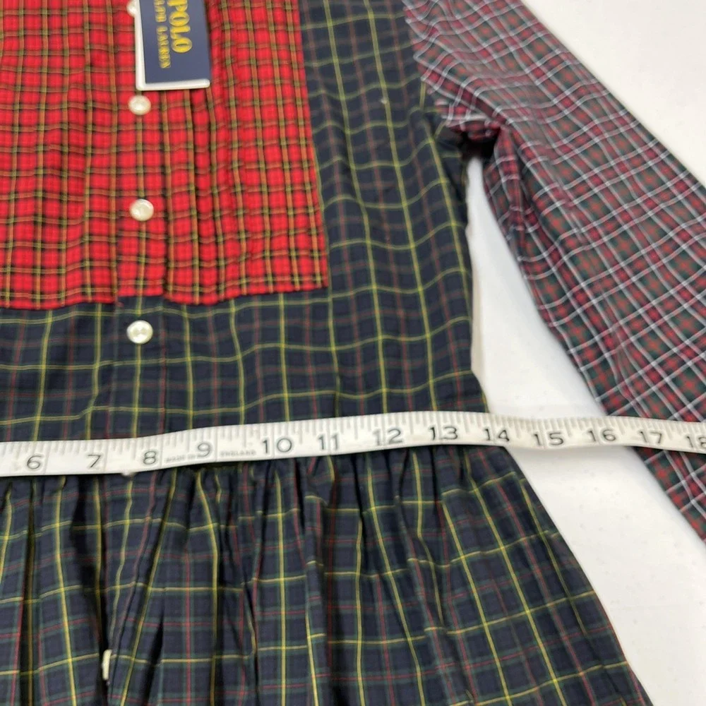 Polo Ralph Lauren Mixed Plaid Button Down Shirt Dress Size 16 Fit‎ Flare Preppy